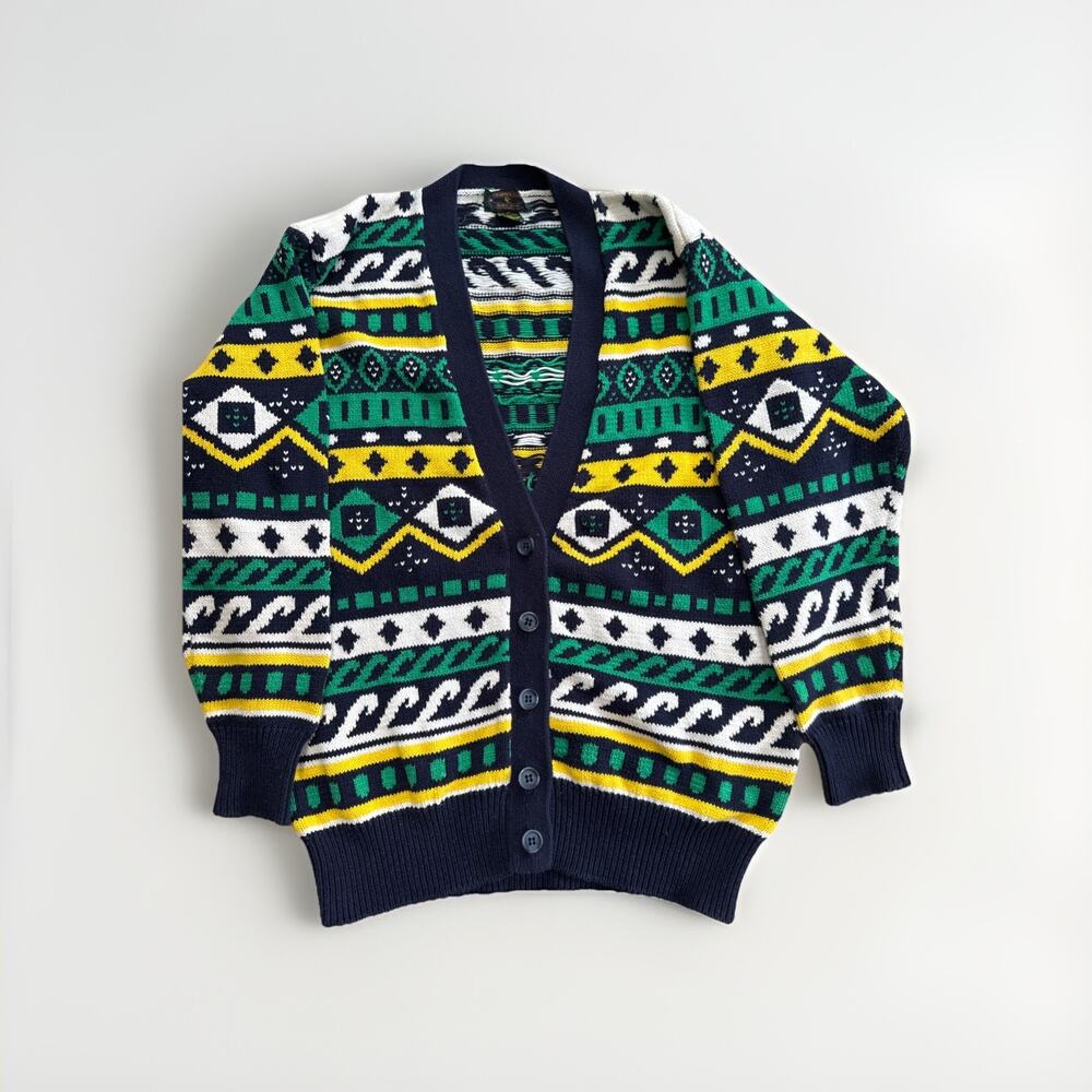 Vintage Charter Club M Cardigan Green Navy Grandpa Granny 90’s 80’s Cottage Core